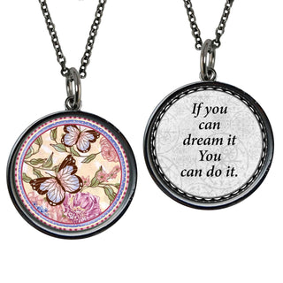 Purple Butterfly Long Drop Statement Necklace