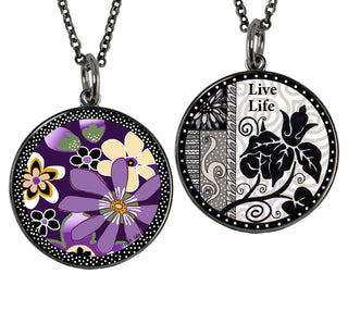 Purple Retro Flower Necklace
