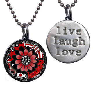 Black White Red Flower Necklace