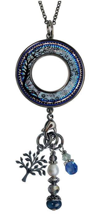 Tree of Life Dark Blue Statement Necklace