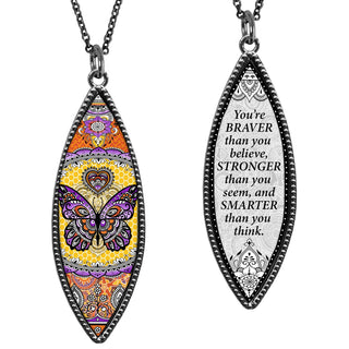 Bright Butterfly Marquise Reversible Pendant