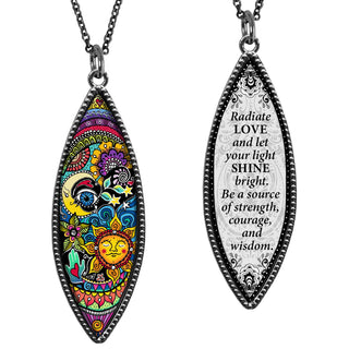 Celestial Sun & Moon Marquise Reversible Pendant