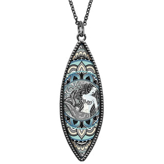 Black & White Mermaid Marquise Reversible Pendant