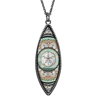 Sand Dollar Nautical Marquise Reversible Pendant