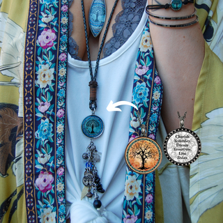 Tree of Life Orange Statement Necklace