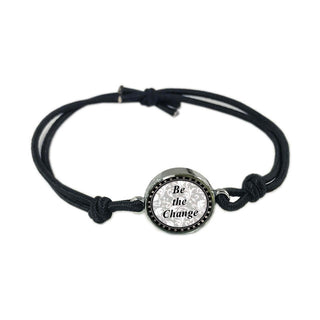 Black Flower Reversible Quote Bracelet