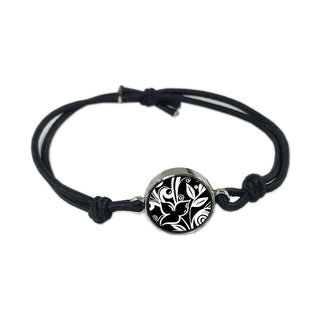 Black Flower Reversible Quote Bracelet