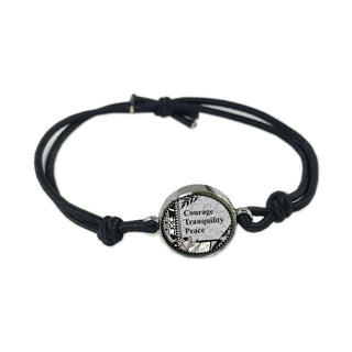 Grey Black Flower Reversible Quote Bracelet