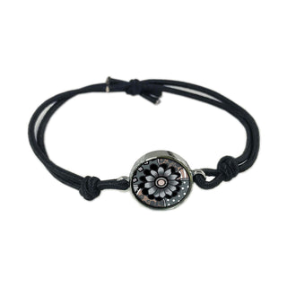 Grey Black Flower Reversible Quote Bracelet