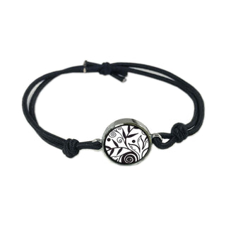 Black & White Leaf Reversible Bracelet