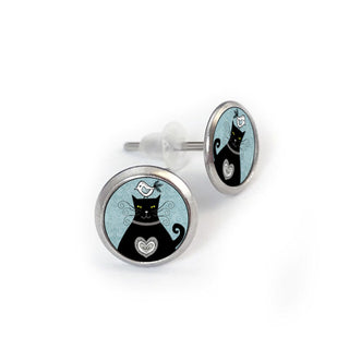 Vintage Cat Blue Earrings
