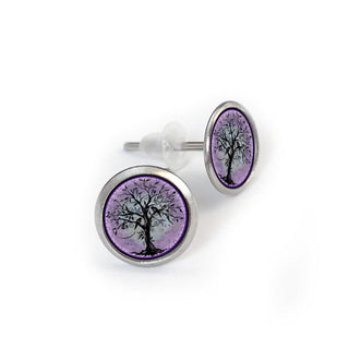 Purple Tree Of Life Earrings