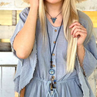 Tree of Life Dark Blue Statement Necklace