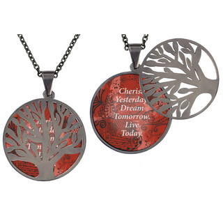 Cherish Yesterday Dream Tomorrow Live Today Poetry Tree Necklace
