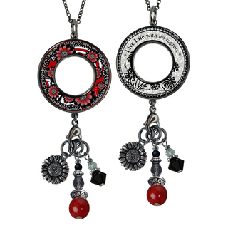 Black White Red Flower Statement Necklace