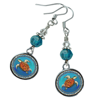 Blue Turtle Earrings