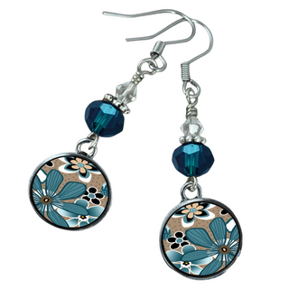 Teal Flower Earrings