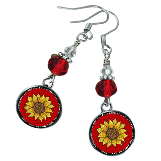 Sunflower Red Earrings