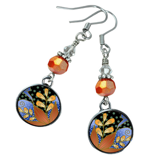Red Blue Green Flower Earrings
