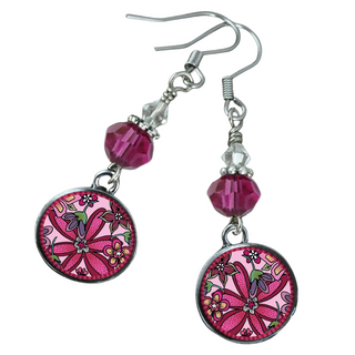 Pink Flower Earrings