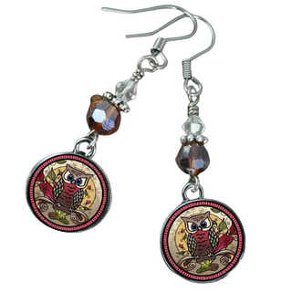 Red Owl Earrings