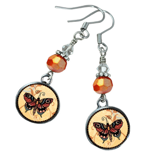 Orange Butterfly Earrings