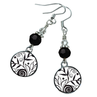 Black & White Leaf Earrings