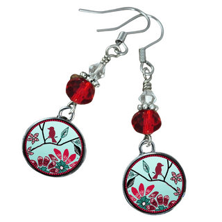 Bird Flower Earrings