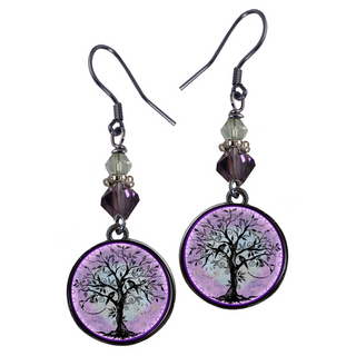 Purple Tree Of Life Earrings