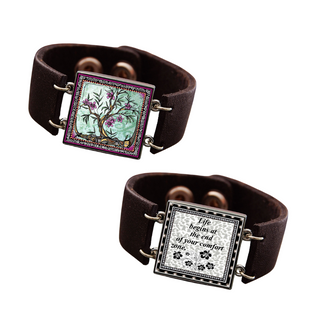 Fushia Tree Of Life Reversible Quote Bracelet