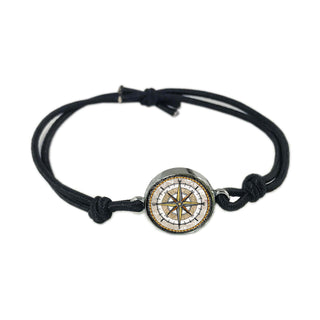 Vintage Brown Compass Reversible Quote Bracelet