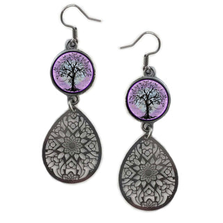 Purple Tree Of Life Earrings