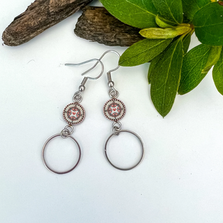Compass Circle Drop Statement Earrings