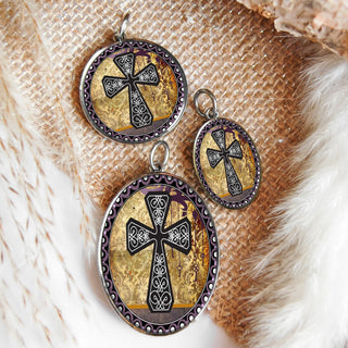 Vintage Cross Yellow Necklace