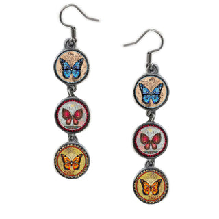 Triple Circle Drop Butterfly Monarch Earring
