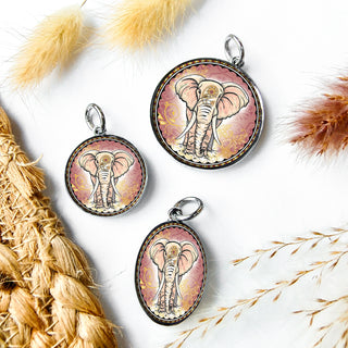 Yellow Pink Elephant Necklace