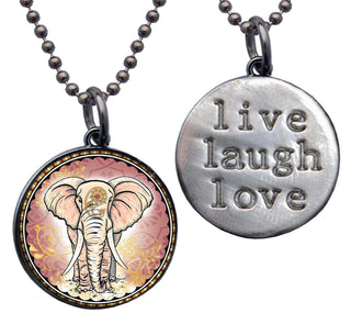 Yellow Pink Elephant Necklace