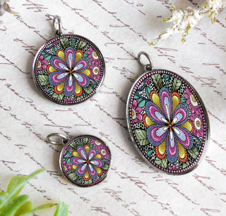 Pink Purple Flower Necklace