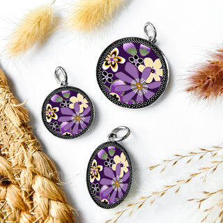Purple Retro Flower Necklace
