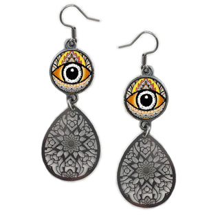 Yellow Eye Mandala Earrings