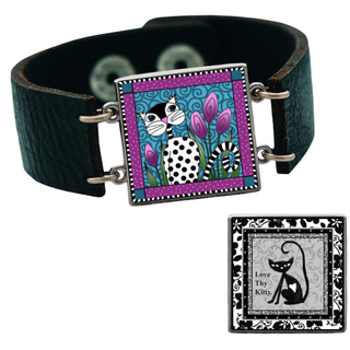 Black & White Cat Reversible Quote Bracelet