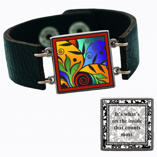 Colorful Leaf Flower Reversible Quote Bracelet