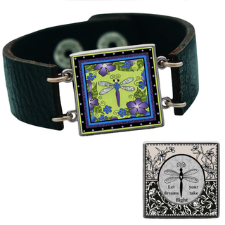 Dragonfly Flower Reversible Quote Bracelet