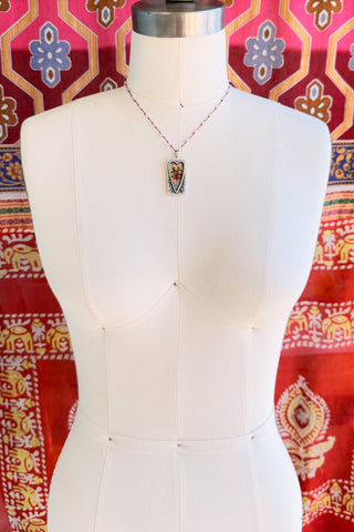 Spirit Lala: Rectangle Strawberry Fields Crochet Necklace