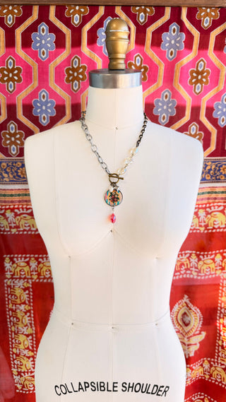 Spirit Lala: Strawberry Fields Pendant Toggle Clasp Crystal Chain Necklace