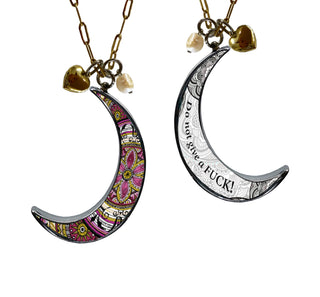 Do Not Give A Fuck Crescent Moon Charm Set Necklace