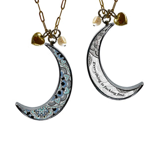 Everything Is Fucking Fine Crescent Moon Charm Set Necklace