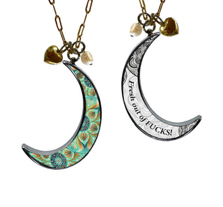 Fresh Out of Fucks Crescent Moon Charm Set Necklace