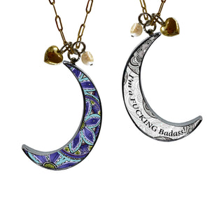 I'm A Fucking Badass Crescent Moon Charm Set Necklace