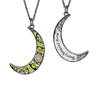 Keep Fucking Going Crescent Moon Charm Set Necklace